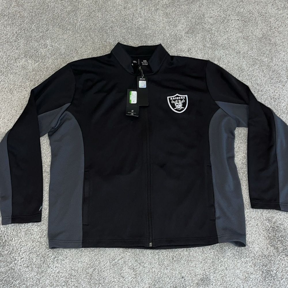 New Oakland LA Las Vegas Raiders sewn black full zipper sweatshirt jacket XXL